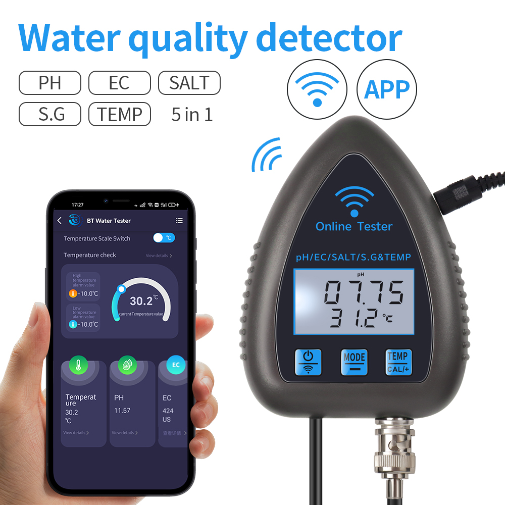 Marine Aquarium Water Analyzer - Tuya WiFi 5 en 1 medidor