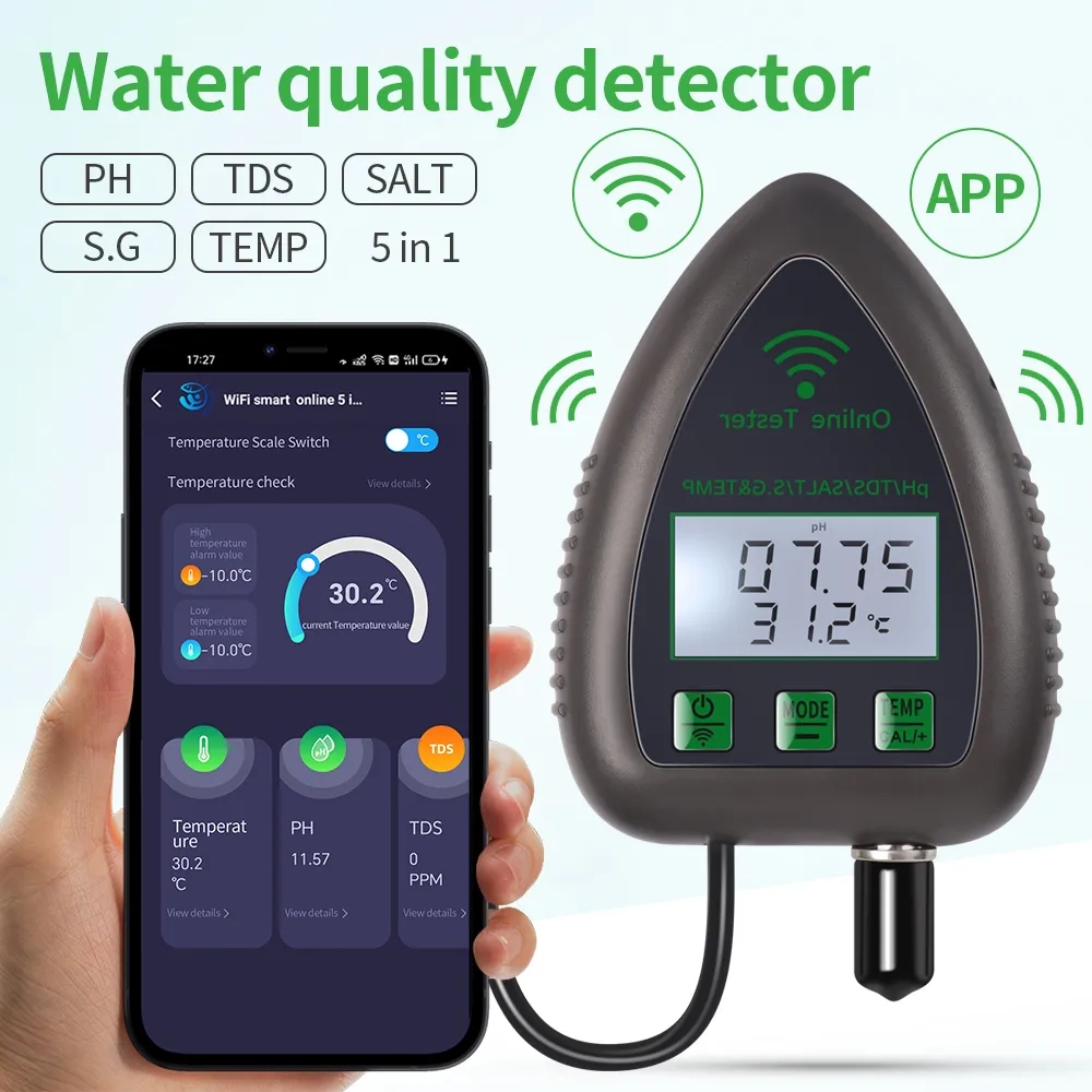 Marine Aquarium Water Analyzer - Tuya WiFi 5 en 1 Probador
