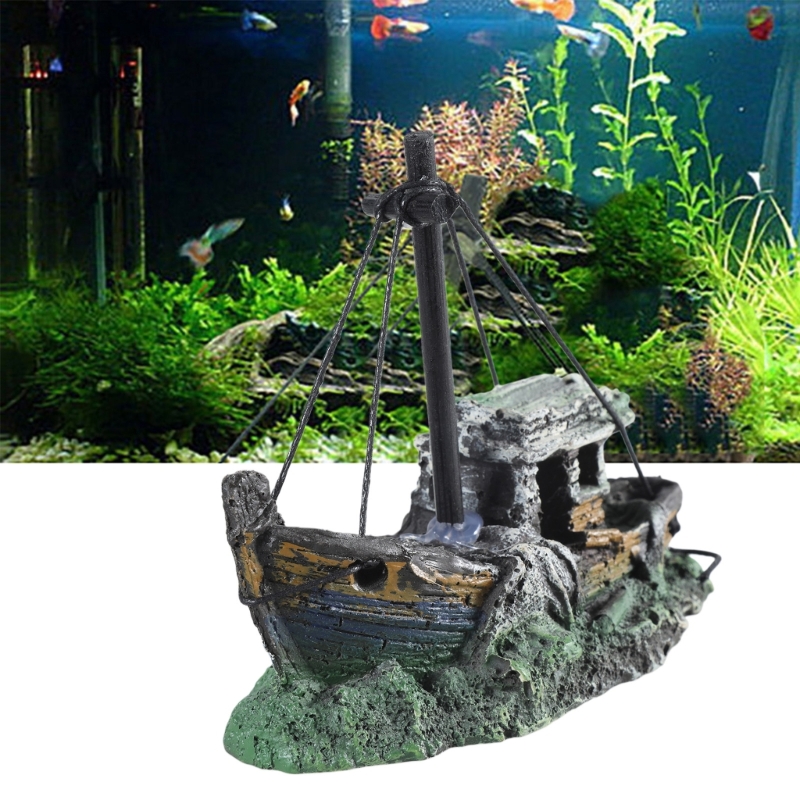Aquarium Marina - Decoración de barco hundido para acuario,
