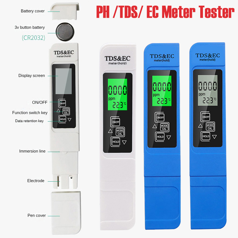 Marine Aquarium Water Analyzer - Medidor 3 en 1 de Temperatura/TDS/EC,