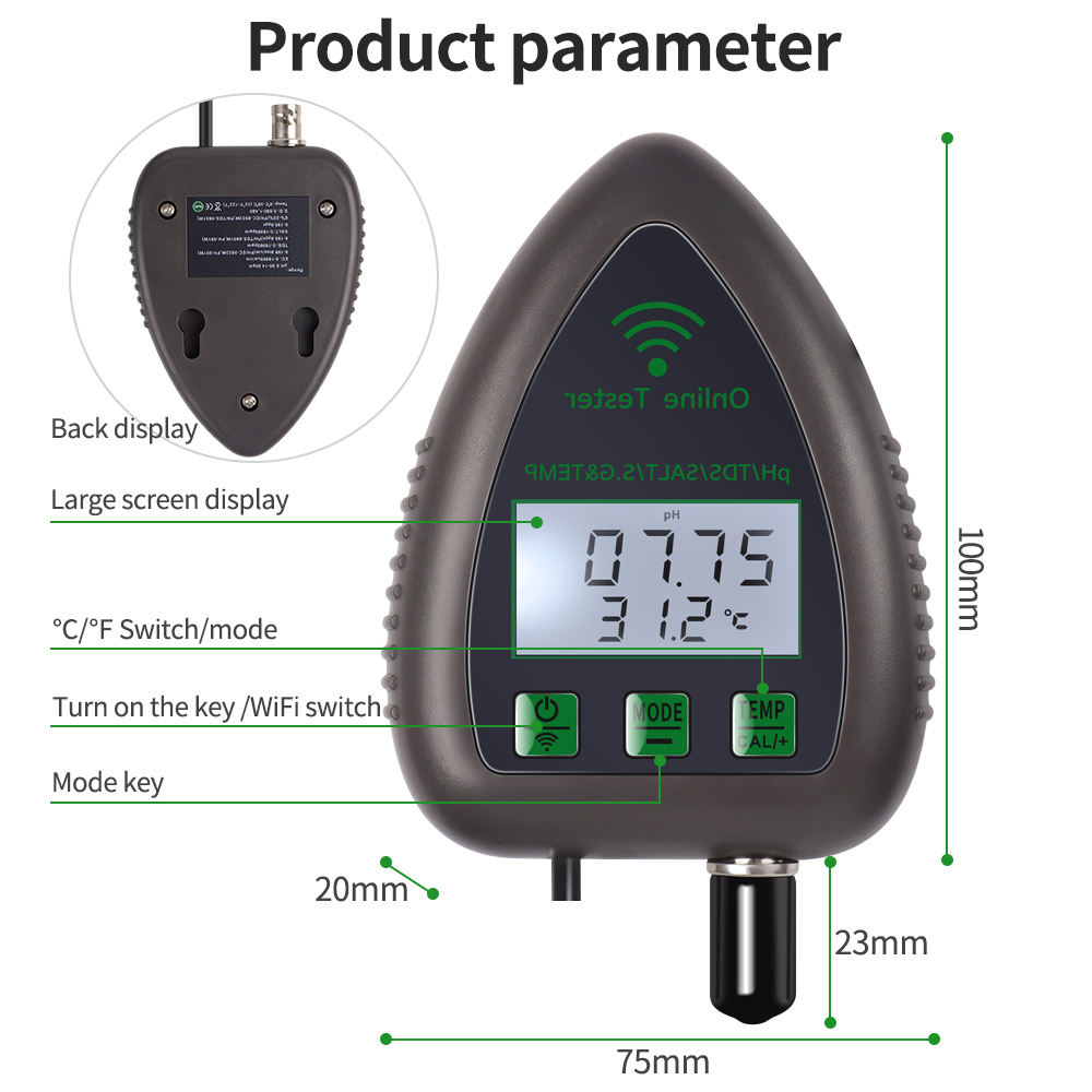 Tuya WiFi 5 en 1 Probador de C - Marine Aquarium Water Analyzer reseña y precio